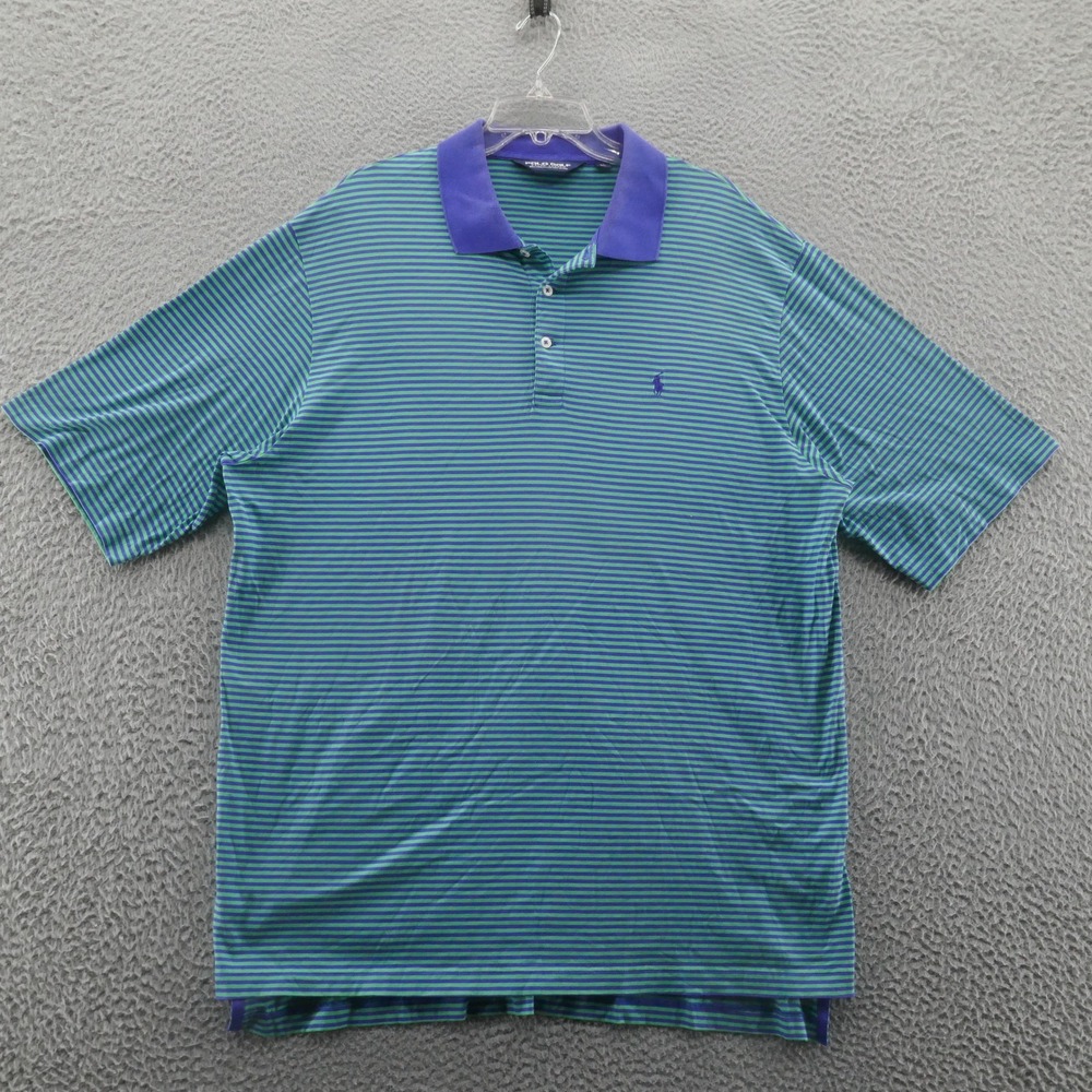 Polo Golf Ralph Lauren Polo Shirt XL Green Purple Stripe Mens Short Sleeve Pima